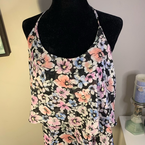 Flower Sheer Ruffled Tank - Picture 2 of 3